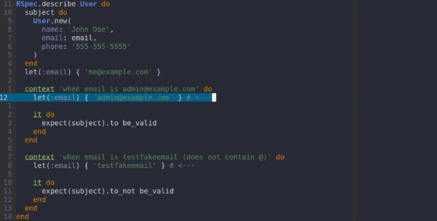 Using Let and Context to Modularize RSpec Tests