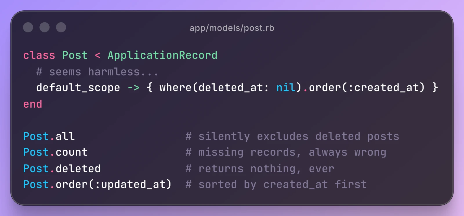 Rails default_scope: Why You Should Never Use It